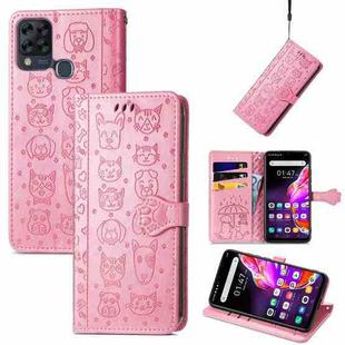 For Infinix Hot 10T Lovely Cat and Dog Embossing Pattern Horizontal Flip Leather Case , with Holder & Card Slots & Wallet & Cartoon Clasp & Lanyard(Pink)