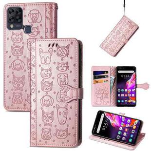 For Infinix Hot 10T Lovely Cat and Dog Embossing Pattern Horizontal Flip Leather Case , with Holder & Card Slots & Wallet & Cartoon Clasp & Lanyard(Rose Gold)