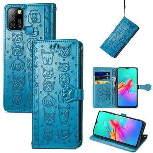 For infinix Smart 5 Lovely Cat and Dog Embossing Pattern Horizontal Flip Leather Case , with Holder & Card Slots & Wallet & Cartoon Clasp & Lanyard(Blue)