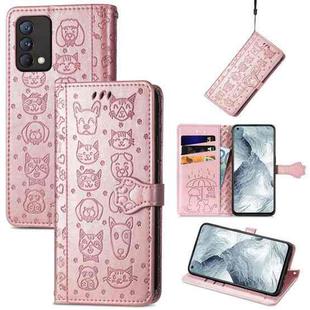 For OPPO Realme GT Master Lovely Cat and Dog Embossing Pattern Horizontal Flip Leather Case , with Holder & Card Slots & Wallet & Cartoon Clasp & Lanyard(Rose Gold)