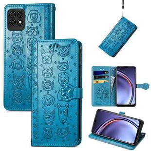 For Huawei Maimang 10 SE Lovely Cat and Dog Embossing Pattern Horizontal Flip Leather Case , with Holder & Card Slots & Wallet & Cartoon Clasp & Lanyard(Blue)