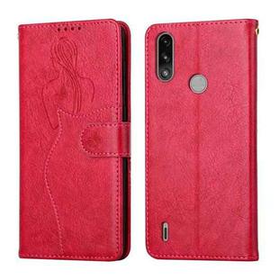 For Motorola Moto E7 Power Beauty Girl Embossing Pattern Horizontal Flip Leather Case with Holder & Card Slot & Wallet & Photo Frame(Red)