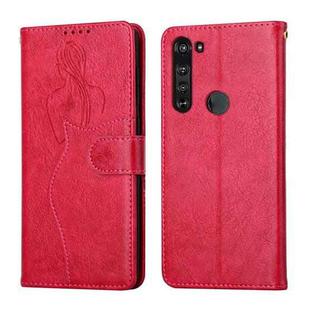 For Motorola Moto Edge Beauty Girl Embossing Pattern Horizontal Flip Leather Case with Holder & Card Slot & Wallet & Photo Frame(Red)