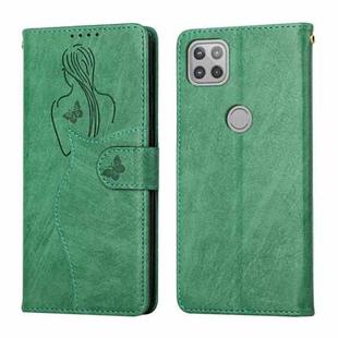 For Motorola Moto G 5G Beauty Girl Embossing Pattern Horizontal Flip Leather Case with Holder & Card Slot & Wallet & Photo Frame(Green)