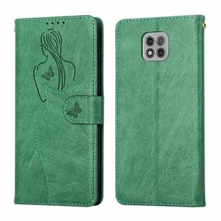 For Motorola Moto G Power 2021 Beauty Girl Embossing Pattern Horizontal Flip Leather Case with Holder & Card Slot & Wallet & Photo Frame(Green)