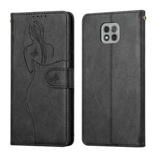 For Motorola Moto G Power 2021 Beauty Girl Embossing Pattern Horizontal Flip Leather Case with Holder & Card Slot & Wallet & Photo Frame(Black)