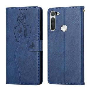 For Motorola Moto G Pro Beauty Girl Embossing Pattern Horizontal Flip Leather Case with Holder & Card Slot & Wallet & Photo Frame(Blue)
