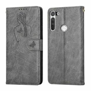 For Motorola Moto G Pro Beauty Girl Embossing Pattern Horizontal Flip Leather Case with Holder & Card Slot & Wallet & Photo Frame(Grey)