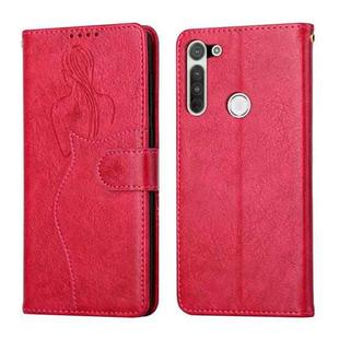 For Motorola Moto G Pro Beauty Girl Embossing Pattern Horizontal Flip Leather Case with Holder & Card Slot & Wallet & Photo Frame(Red)