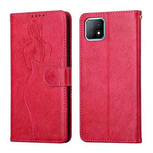 For OPPO A53 5G / A72 5G / A73 Beauty Girl Embossing Pattern Horizontal Flip Leather Case with Holder & Card Slot & Wallet & Photo Frame(Red)