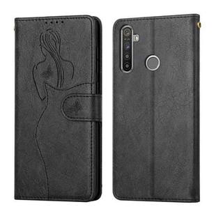 For OPPO Realme 5 / C3 Beauty Girl Embossing Pattern Horizontal Flip Leather Case with Holder & Card Slot & Wallet & Photo Frame(Black)