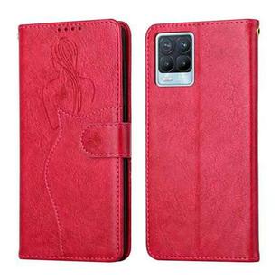For OPPO Realme 8 / 8 Pro Beauty Girl Embossing Pattern Horizontal Flip Leather Case with Holder & Card Slot & Wallet & Photo Frame(Red)