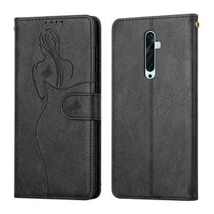 For OPPO Reno2 F Beauty Girl Embossing Pattern Horizontal Flip Leather Case with Holder & Card Slot & Wallet & Photo Frame(Black)