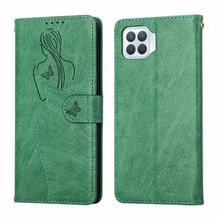 For OPPO Reno4 F / A93 / F17 Pro Beauty Girl Embossing Pattern Horizontal Flip Leather Case with Holder & Card Slot & Wallet & Photo Frame(Green)