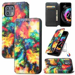 For Motorola Edge 20 Lite Colorful Magnetic Horizontal Flip PU Leather Case with Holder & Card Slot & Wallet(Colorful Cloud)