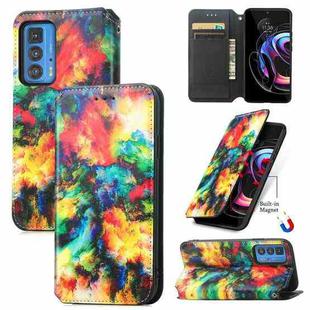 For Motorola Edge 20 Pro Colorful Magnetic Horizontal Flip PU Leather Case with Holder & Card Slot & Wallet(Colorful Cloud)