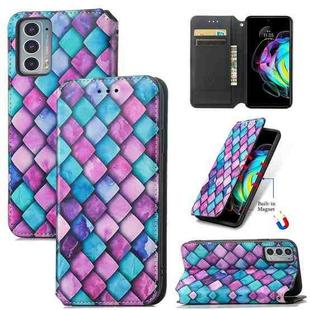 For Motorola Edge 20 Colorful Magnetic Horizontal Flip PU Leather Case with Holder & Card Slot & Wallet(Purple Scales)