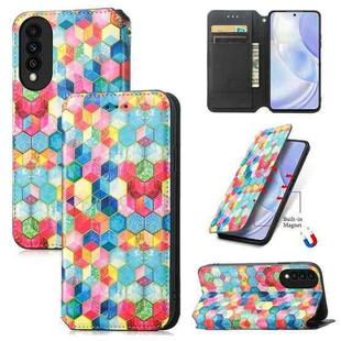 For Huawei nova 8 SE Youth Colorful Magnetic Horizontal Flip PU Leather Case with Holder & Card Slot & Wallet(Magic Space)