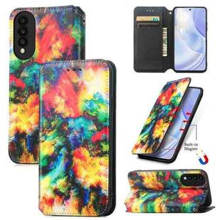 For Huawei nova 8 SE Youth Colorful Magnetic Horizontal Flip PU Leather Case with Holder & Card Slot & Wallet(Colorful Cloud)