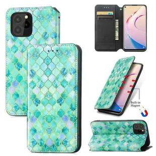 For Oukitel C21 Pro Colorful Magnetic Horizontal Flip PU Leather Case with Holder & Card Slot & Wallet(Emerald)