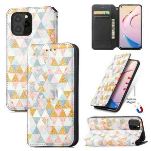 For Oukitel C21 Pro Colorful Magnetic Horizontal Flip PU Leather Case with Holder & Card Slot & Wallet(Rhombus)