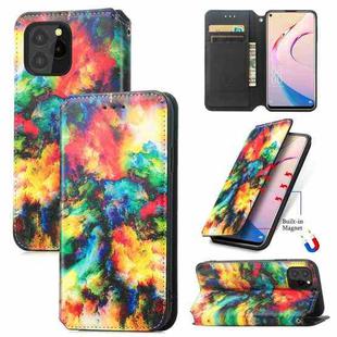 For Oukitel C21 Pro Colorful Magnetic Horizontal Flip PU Leather Case with Holder & Card Slot & Wallet(Colorful Cloud)