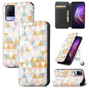 For vivo V21 Colorful Magnetic Horizontal Flip PU Leather Case with Holder & Card Slot & Wallet(Rhombus)