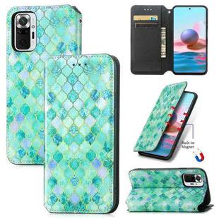For Xiaomi Redmi Note 10 Pro Colorful Magnetic Horizontal Flip PU Leather Case with Holder & Card Slot & Wallet(Emerald)