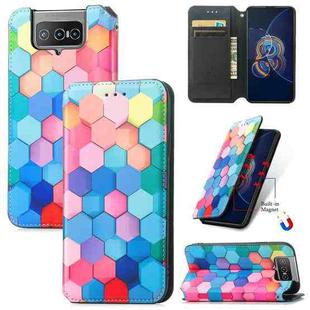For Asus Zenfone 8 Flip Colorful Magnetic Horizontal Flip PU Leather Case with Holder & Card Slot & Wallet(Colorful Cube)