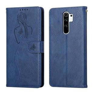 For Xiaomi Redmi 9 Beauty Girl Embossing Pattern Horizontal Flip Leather Case with Holder & Card Slot & Wallet & Photo Frame(Blue)