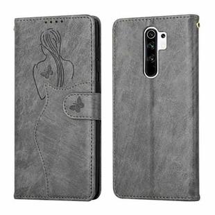 For Xiaomi Redmi 9 Beauty Girl Embossing Pattern Horizontal Flip Leather Case with Holder & Card Slot & Wallet & Photo Frame(Grey)