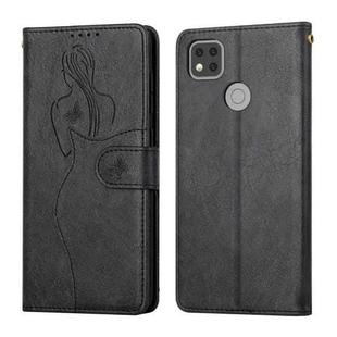 For Xiaomi Redmi 9C Beauty Girl Embossing Pattern Horizontal Flip Leather Case with Holder & Card Slot & Wallet & Photo Frame(Black)