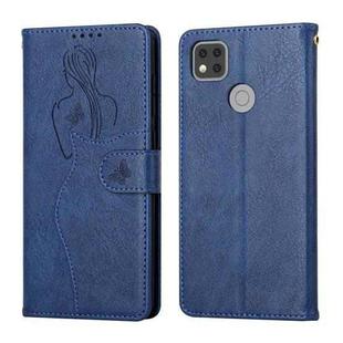 For Xiaomi Redmi 9C Beauty Girl Embossing Pattern Horizontal Flip Leather Case with Holder & Card Slot & Wallet & Photo Frame(Blue)