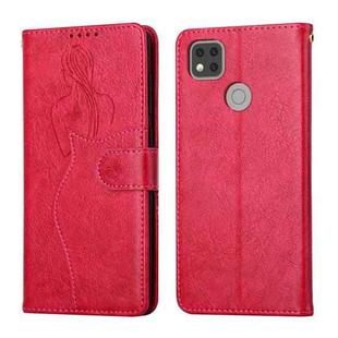 For Xiaomi Redmi 9C Beauty Girl Embossing Pattern Horizontal Flip Leather Case with Holder & Card Slot & Wallet & Photo Frame(Red)