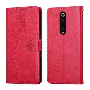 For Xiaomi Redmi K20 Beauty Girl Embossing Pattern Horizontal Flip Leather Case with Holder & Card Slot & Wallet & Photo Frame(Red)