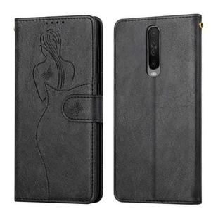 For Xiaomi Redmi K30 Beauty Girl Embossing Pattern Horizontal Flip Leather Case with Holder & Card Slot & Wallet & Photo Frame(Black)