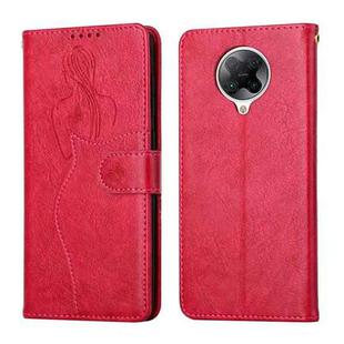 For Xiaomi Redmi K30 Pro Beauty Girl Embossing Pattern Horizontal Flip Leather Case with Holder & Card Slot & Wallet & Photo Frame(Red)