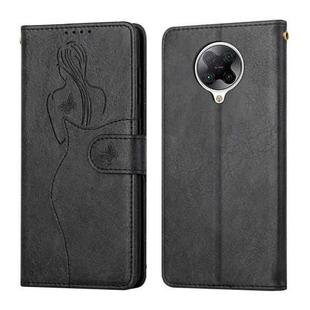 For Xiaomi Redmi K30 Ultra Beauty Girl Embossing Pattern Horizontal Flip Leather Case with Holder & Card Slot & Wallet & Photo Frame(Black)