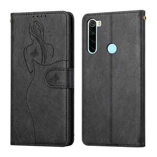 For Xiaomi Redmi Note 8 2021 Beauty Girl Embossing Pattern Horizontal Flip Leather Case with Holder & Card Slot & Wallet & Photo Frame(Black)