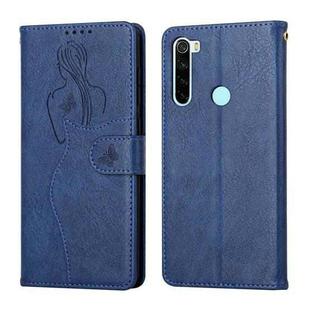 For Xiaomi Redmi Note 8 2021 Beauty Girl Embossing Pattern Horizontal Flip Leather Case with Holder & Card Slot & Wallet & Photo Frame(Blue)