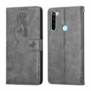 For Xiaomi Redmi Note 8 2021 Beauty Girl Embossing Pattern Horizontal Flip Leather Case with Holder & Card Slot & Wallet & Photo Frame(Grey)