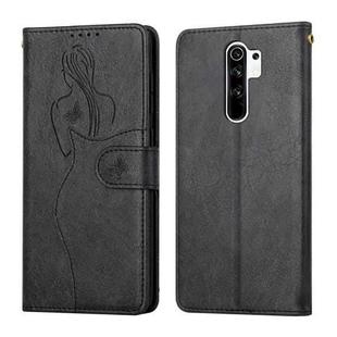 For Xiaomi Redmi Note 8 Pro Beauty Girl Embossing Pattern Horizontal Flip Leather Case with Holder & Card Slot & Wallet & Photo Frame(Black)