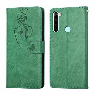 For Xiaomi Redmi Note 8T Beauty Girl Embossing Pattern Horizontal Flip Leather Case with Holder & Card Slot & Wallet & Photo Frame(Green)