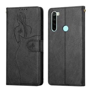 For Xiaomi Redmi Note 8T Beauty Girl Embossing Pattern Horizontal Flip Leather Case with Holder & Card Slot & Wallet & Photo Frame(Black)