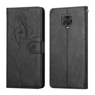For Xiaomi Redmi Note 9 Pro Beauty Girl Embossing Pattern Horizontal Flip Leather Case with Holder & Card Slot & Wallet & Photo Frame(Black)