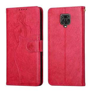For Xiaomi Redmi Note 9 Pro Beauty Girl Embossing Pattern Horizontal Flip Leather Case with Holder & Card Slot & Wallet & Photo Frame(Red)