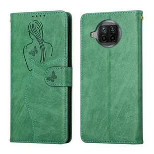 For Xiaomi Redmi Note 9 Pro 5G/Mi 10T Lite 5G Beauty Girl Embossing Pattern Horizontal Flip Leather Case with Holder & Card Slot & Wallet & Photo Frame(Green)