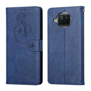 For Xiaomi Redmi Note 9 Pro 5G/Mi 10T Lite 5G Beauty Girl Embossing Pattern Horizontal Flip Leather Case with Holder & Card Slot & Wallet & Photo Frame(Blue)