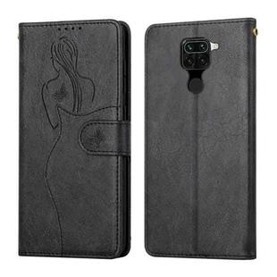 For Xiaomi Redmi Note 9 / 10X 4G Beauty Girl Embossing Pattern Horizontal Flip Leather Case with Holder & Card Slot & Wallet & Photo Frame(Black)