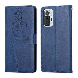 For Xiaomi Redmi Note 10 Pro Beauty Girl Embossing Pattern Horizontal Flip Leather Case with Holder & Card Slot & Wallet & Photo Frame(Blue)